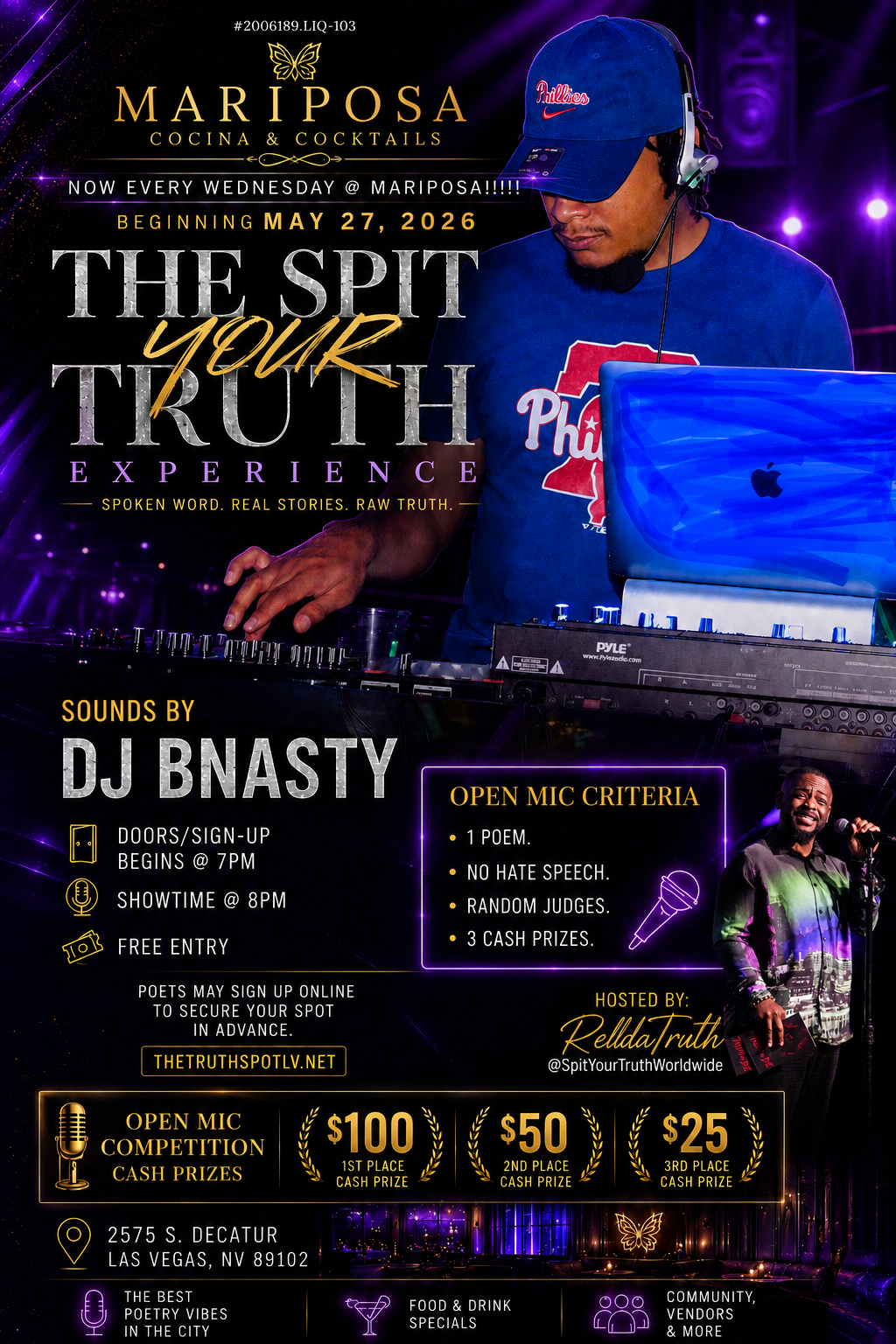 Spit Your Truth @ Mariposa Wednesdays! Featuring Jazz the Gem!! + Show Opener Soul Hsiao!!